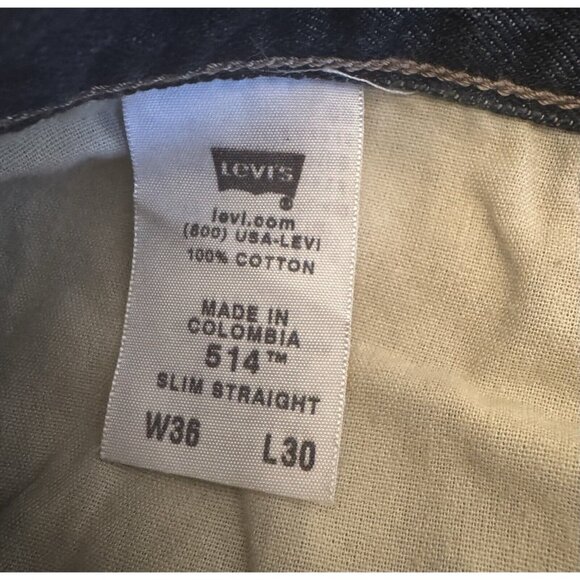 Levis 514 Jeans Mens Size 36X30Slim Fit Straight Leg Medium Blue Denim 36 30 - Picture 4 of 5